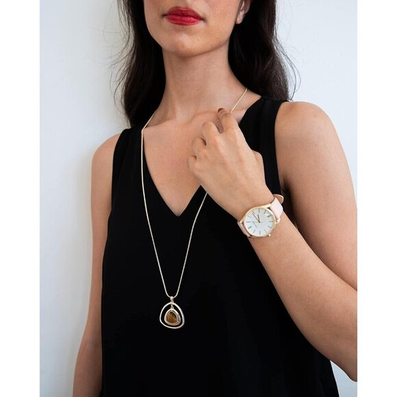 ✨ Nine West Strap Watch Women Pink Mineral Crystal buckle Resistant Watch - Picture 3 of 9